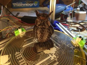 3D printed little brown owl.